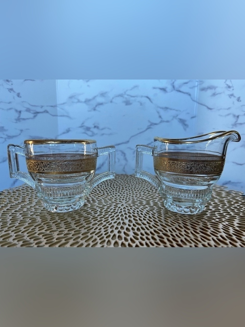 Vintage Glastonbury Lotus “Rambler Rose” Creamer & Sugar Bowl Set.